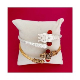 SKE Om and golden thin silver lining kada for men and boys