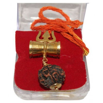 SKYBURRY SHIV SHAKTI KRIPA JALI RUDRAKSHA MALA WITH DAMRU KALAWA FREE