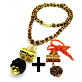 SKYBURRY SHIV SHAKTI KRIPA JALI RUDRAKSHA MALA WITH DAMRU KALAWA FREE