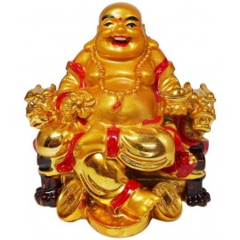 S.S Collection Yellow Resin Vastu / Feng Shui / Laughing Buddha Sitting On Chair For Happiness, Wealth & Goodluck