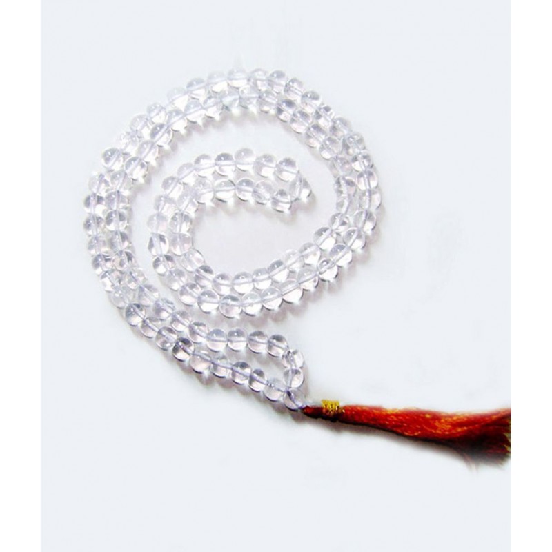 S.S Creation Natural Rock Crystal Quartz Sphatik Rosary Mala