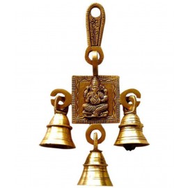 S.S Creation Yellow Brass Ganesha Wall Hanging With Bell
