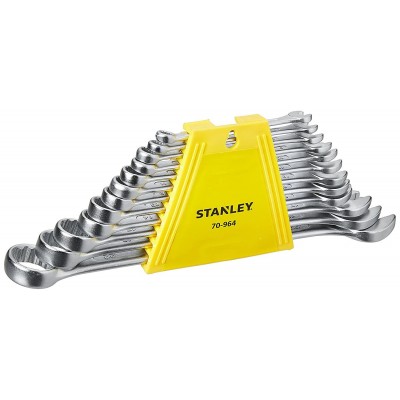 STANLEY 70-964E Chrome Vanadium Steel Combination Spanner Set of12-Piece Combination Spanner Set (6mm, 7mm, 8mm, 9mm, 10mm, 11mm, 12mm, 13mm, 14mm, 17mm, 19mm, 22mm)