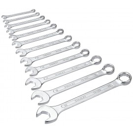 STANLEY 70-964E Chrome Vanadium Steel Combination Spanner Set of12-Piece Combination Spanner Set (6mm, 7mm, 8mm, 9mm, 10mm, 11mm, 12mm, 13mm, 14mm, 17mm, 19mm, 22mm)