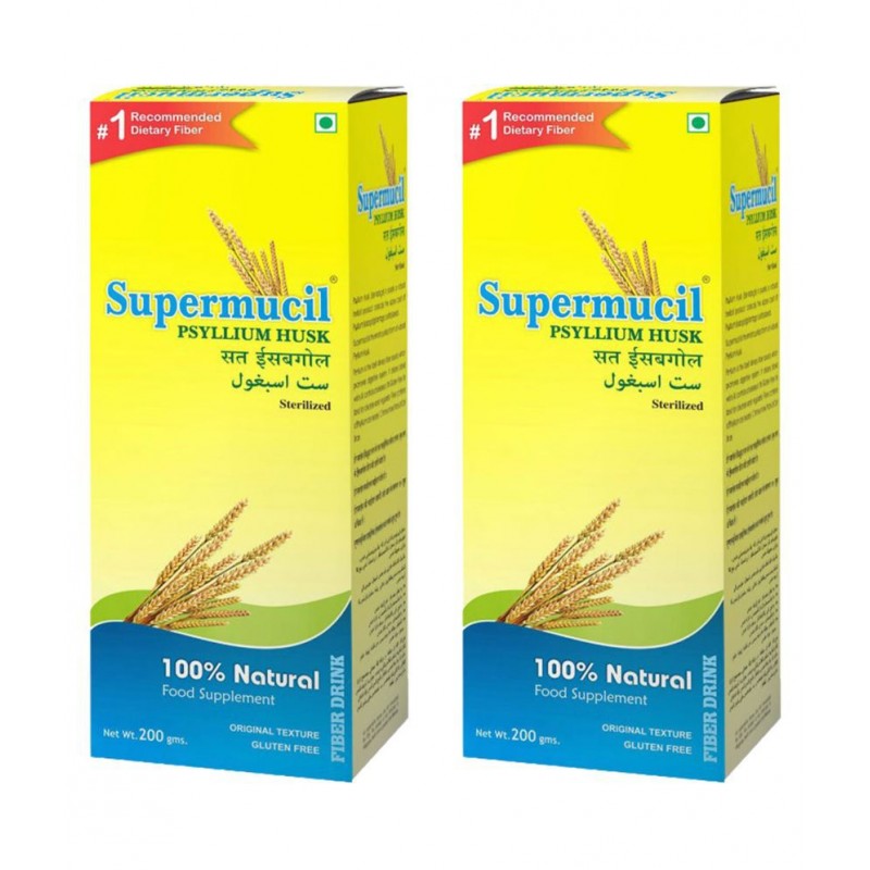 SUPERMUCIL Psyllium Husk (Sat Isabgol) Raw Herbs 200 gm Pack Of 2