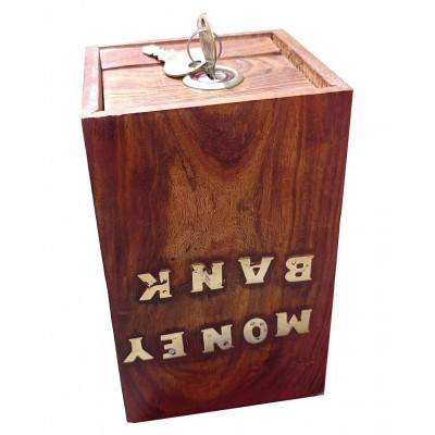 SWH - Wood Brown Piggy Bank ( Pack of 1 )