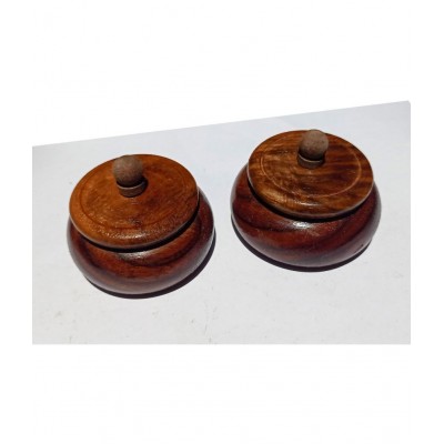 SWH Brown Wood Sindoor Box - Pack of 2