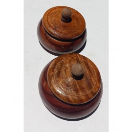 SWH Brown Wood Sindoor Box - Pack of 2