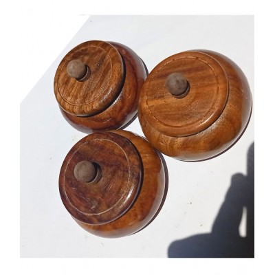 SWH Brown Wood Sindoor Box - Pack of 3