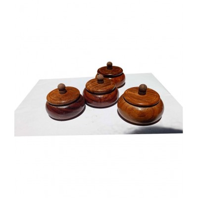 SWH Brown Wood Sindoor Box - Pack of 4