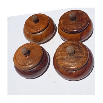 SWH Brown Wood Sindoor Box - Pack of 4