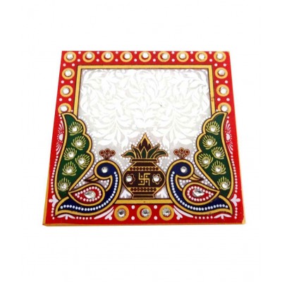 Sajawat Bazaar Traditional Makrana Marble Lord Ganesha With Peacock And Kalash