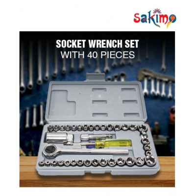 Sakimo-Aiwa 40 Pcs (Including Box) Combination Socket Wrench Tool Set 40 Pcs Screwdriver Set