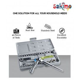 Sakimo-Aiwa 40 Pcs (Including Box) Combination Socket Wrench Tool Set 40 Pcs Screwdriver Set