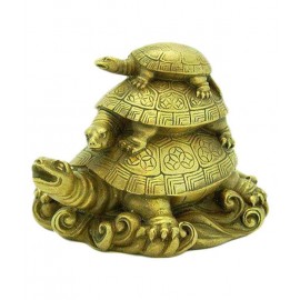 Shine&shine Golden Three Tiered Feng Shui Tortoises