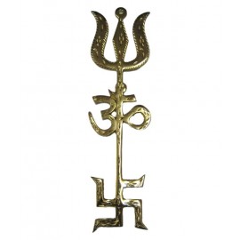 Shine&shine Golden Vastu Feng Shui Swastik Om Trishul Symbol