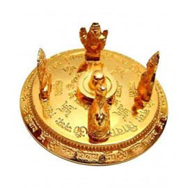 Shiv Parivar with Shivling Shri Kartik Shri Ganesh MATA Parvati and Shri Nandi Shivling Shiva Lingam Lord Shiva Family on Golden Metal Plate