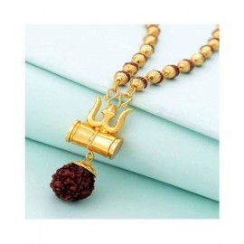 Shiv Shakti Kavach 5 Mala With Shiv Trishul & Damru Wood Shiv Shakti Kavach Mukhi Rudraksha Wood Locket