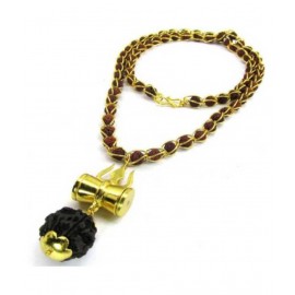 Shiv Shakti Kavach 5 Mukhi Rudraksha Mala With Shiv Trishul & Damru Wood Chain Gold-plated Plated Brass Chain