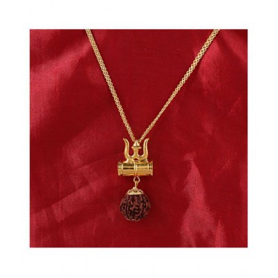 Shiv Shakti Lord Shiv Trishul Damru Locket With Gold-plated Plated Chain And One Shiv Trishul Damru Pendant FreeÂ