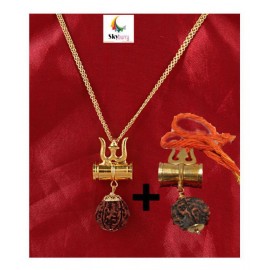 Shiv Shakti Lord Shiv Trishul Damru Locket With Gold-plated Plated Chain And One Shiv Trishul Damru Pendant FreeÂ