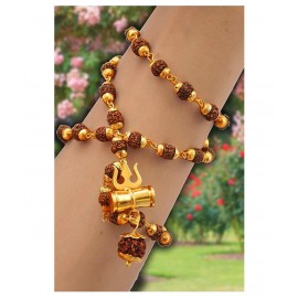Shiv Trishul & Damru Wood 5 Mukhi Rudraksha