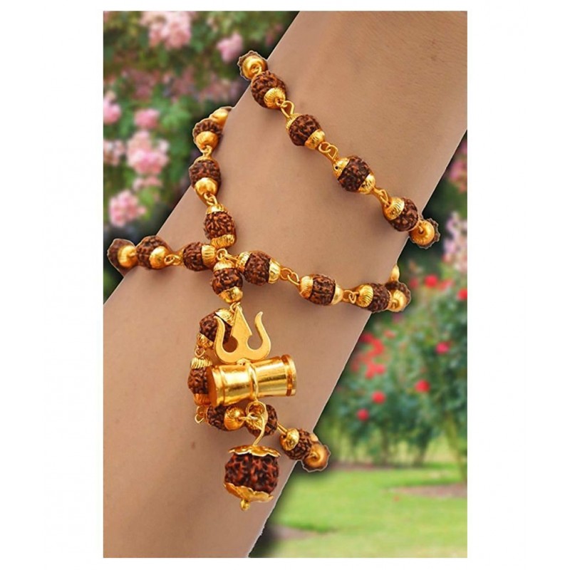 Shiv Trishul & Damru Wood 5 Mukhi Rudraksha