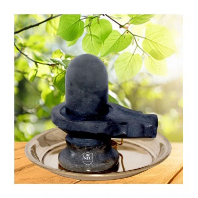 Shivling Black Marble 3" With Plate Brass Naag No. 2