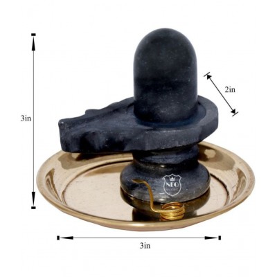 Shivling Black Marble 3" With Plate Brass Naag No. 2