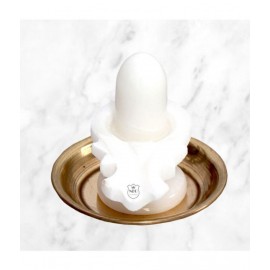 Shivling White Marble 2.5" With Plate Brass Naag No. 1