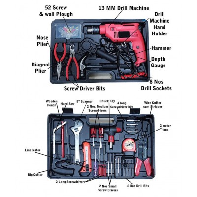 Shopper52- tools hardware DRLTOOLSET 650W 13mm Corded Drill Kit