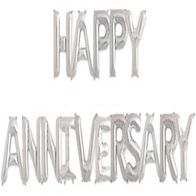 Shopperskart Happy Anniversary-Foil-Helium-Letters-Alphabets-Balloons Pack-Silver