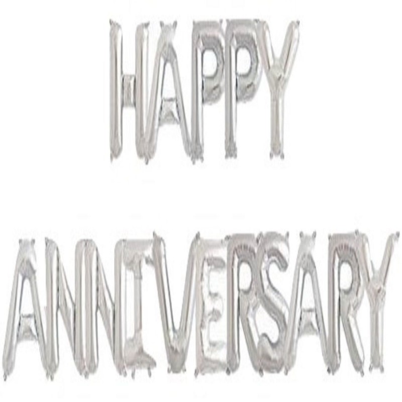Shopperskart Happy Anniversary-Foil-Helium-Letters-Alphabets-Balloons Pack-Silver