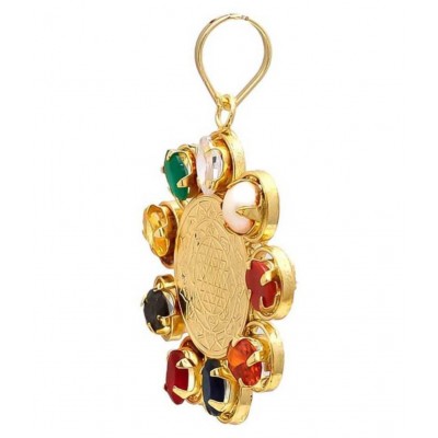 Shree Yantra Navratna Navgraha Pendant/Locket for Men and Women Gold-plated Brass Locket