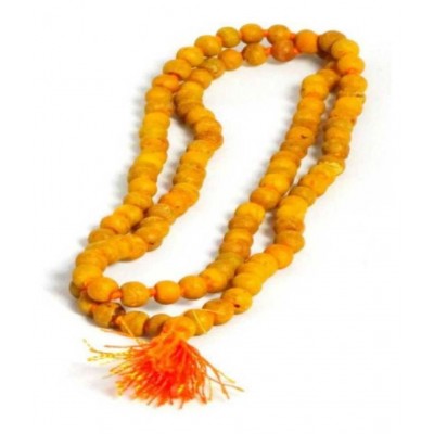 Shri Astha Vinayak 100% Pure & Natural Turmeric (Haldi) Mala Wood Chain {Protect From evils & Buri Nazar}{To get good amount of spiritual power}