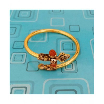 Shri Astha Vinayak Brass, Wood Gold-plated Trishul Damru Rudraksha Kada