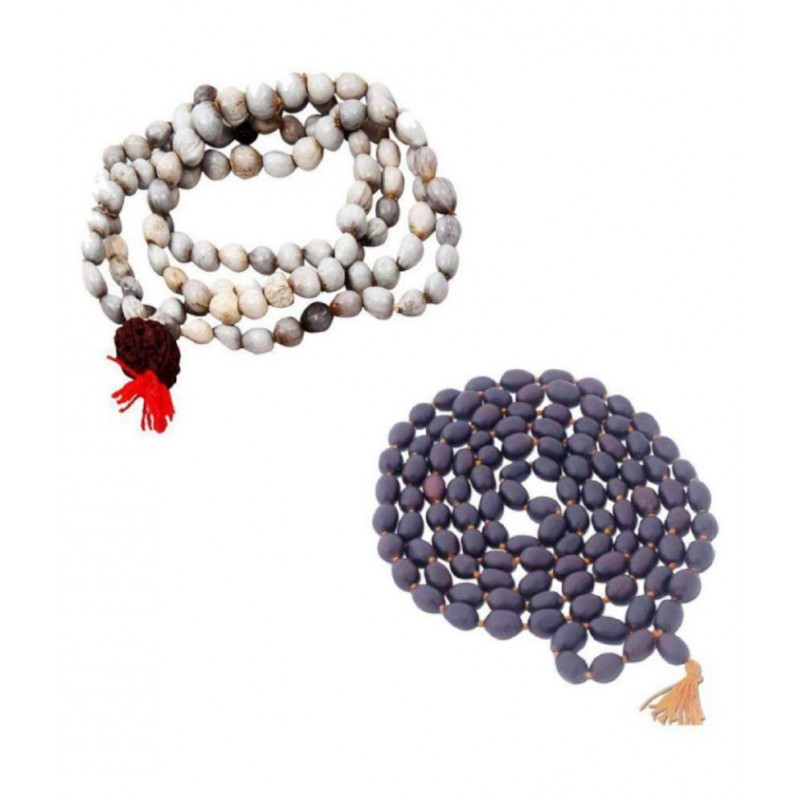 Shri Astha Vinayak Combo of Energized Original Seeds Vaijanti Mala & 108 Lotus Seeds Kamal gatta Mala for Wearing, Pooja Mantra Chanting