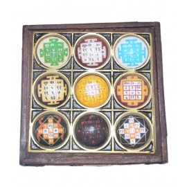 Shri Navgrah Shakti yantra SHRI NAVGRAH Yantra/NAVGRAH Pooja CHOWKI - 4 x 4 inch (puja Article) Vastu Dosh Nashak SHRI NAVGRAH Yantra/NAVGRAH Pooja CHOWKI In Wood