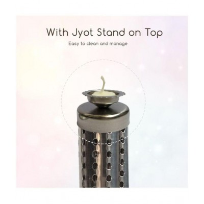 Shrines White Stainless Steel Agarbatti Stand/Insence stick Holder & diya- pack of 1