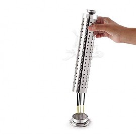 Shrines White Stainless Steel Agarbatti Stand/Insence stick Holder & diya- pack of 1