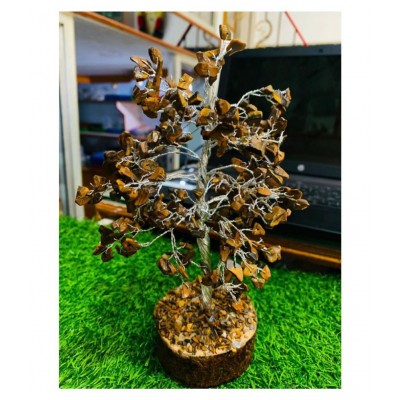Shweta Crystal 7 to 9 Inches Yellow Tiger Eye Natural Agate Stone Tree