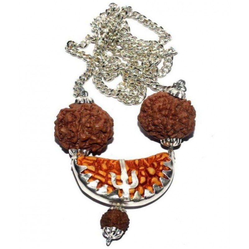 Silver One mukhi mala with 5 mukhi rudrakshaSilver One mukhi mala with 5 mukhi rudraksha.