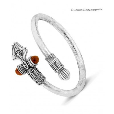 Silver and golde trishul kada for men and boys