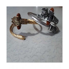 Silver and golde trishul kada for men and boys