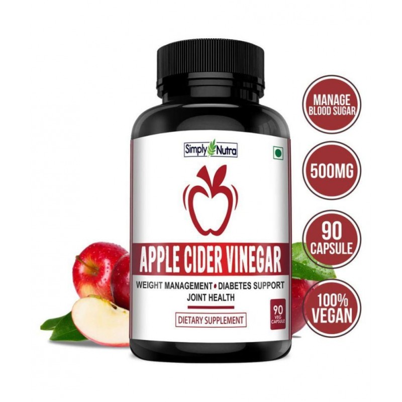 Simply Nutra Apple Cider Vinegar Capsules - 90 Veg Capsules 500 no.s Unflavoured