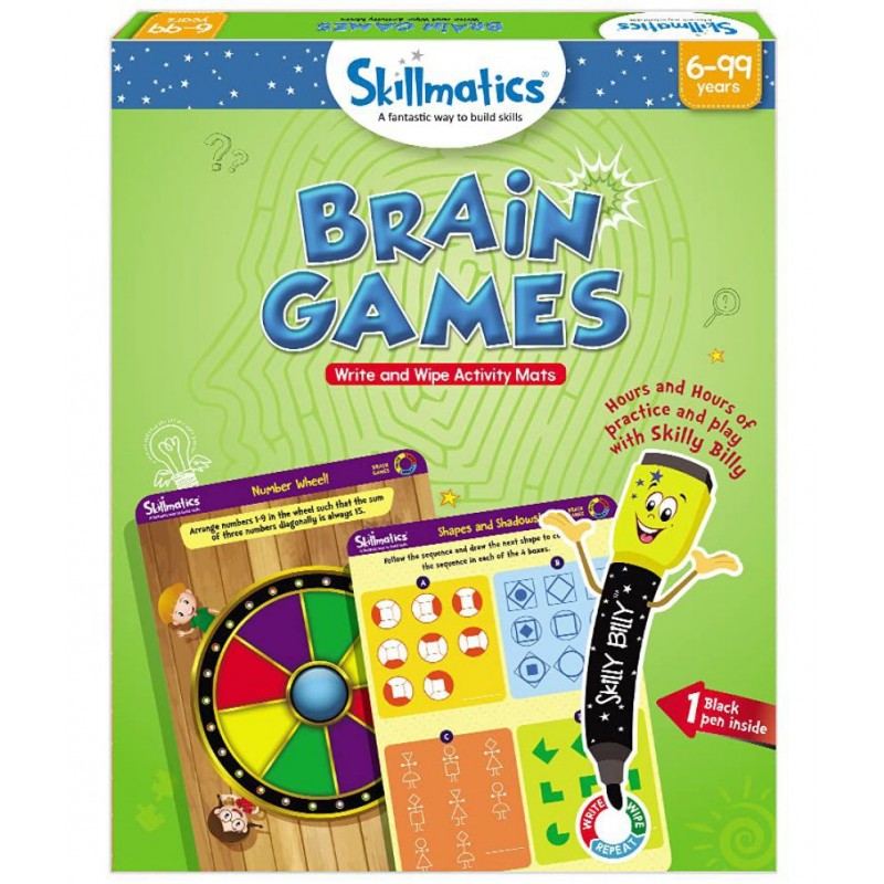 Skillmatics Educational Game : Brain Games | Reusable Activity Mats with Marker Pen | Gifts, Travel Toy & Learning Tools for Ages 6 and Up