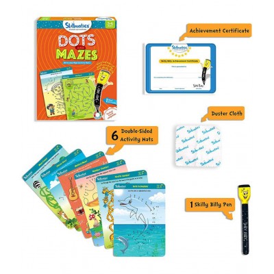 Skillmatics Educational Game : Dots and Mazes | Reusable Activity Mats with Marker Pen | Gifts, Travel Toy & Learning Tool for Ages 3-6