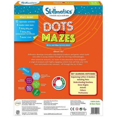 Skillmatics Educational Game : Dots and Mazes | Reusable Activity Mats with Marker Pen | Gifts, Travel Toy & Learning Tool for Ages 3-6