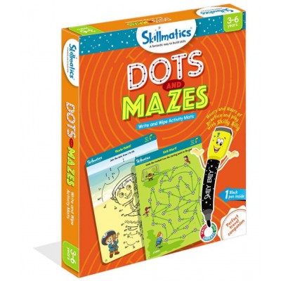 Skillmatics Educational Game : Dots and Mazes | Reusable Activity Mats with Marker Pen | Gifts, Travel Toy & Learning Tool for Ages 3-6