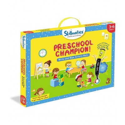 Skillmatics Preschool Champion! | Reusable Activity Mats | Educational Game with 2 Markers | Gifts for Kids Ages 3-6